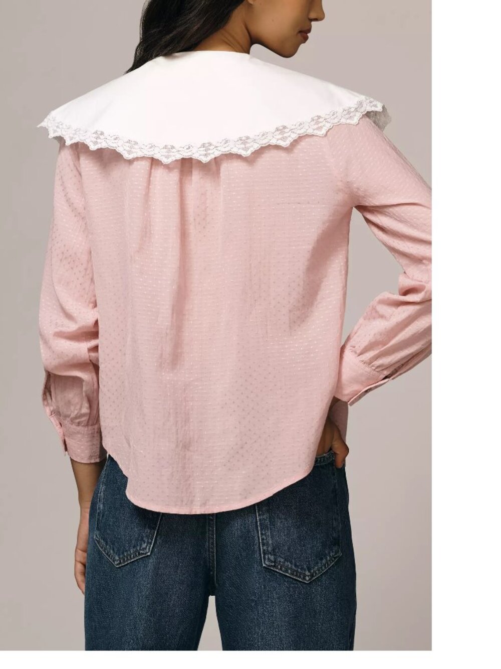 By Anthropologie Oversized Collar Blouse new with tag size S pink color - Picture 2 of 8